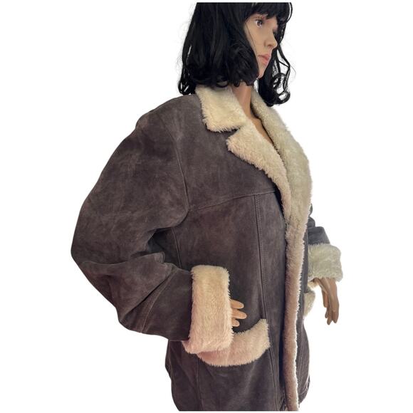 Vintage Sheepskin Shearling Coat in Gray and cream 3 button closing Kentfield XL - Picture 7 of 17